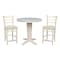 International Concepts 36 in.Round Counter Height Extension Dining Table w/12 in.Leaf and 2 Stools in Unfinished-3 Pc. Set K-36RXT-23B-S6172-2 - alternate 1